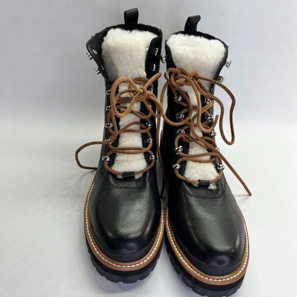 Marc Fisher LTD Izzie Shearling-Lined Leather Work Boots SIze 9.5 M Black - Picture 9 of 16